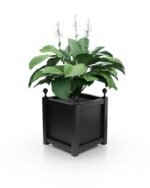 Eleganter Aluminium Pflanzkübel Imperial Glatt B 50×50×50 cm mit Eckkugeln in Jet Black