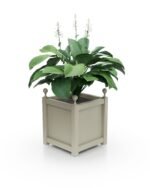 Formschöner Aluminium Pflanzkübel Imperial Glatt B 57×57×60 cm mit Eckkugeln in Pebble Grey