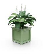 Kompakter Aluminium Pflanzkübel Imperial Glatt BS 37×37×40 cm mit breitem Rand und Eckkugeln in Pale Green