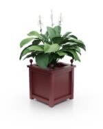 Kompakter Aluminium Pflanzkübel Imperial Glatt BS 37×37×40 cm mit breitem Rand und Eckkugeln in Ruby Red