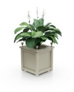 Formschöner Aluminium Pflanzkübel Imperial Glatt BS 57×57×60 cm mit breitem Rand und Eckkugeln in Pebble Grey