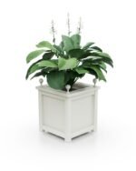 Aluminium Pflanzkübel Imperial Glatt BS – 57×57×60 cm – mit breitem Rand & Eckkugeln - Pure White