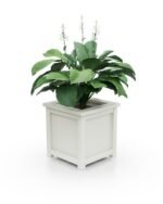 Zeitgemäßer Aluminium Pflanzkübel Imperial Glatt S 77×77×75 cm mit breitem Rand in Pure White