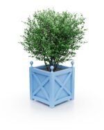 Pflanzkübel aus Aluminium Pastel Blue – Noble X-Line B – 50×50×50 cm – mit Eckkugeln