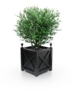 Stilvoller Aluminium Pflanzkübel Noble X-Line B – 50×50×50 cm – mit Eckkugeln – Jet Black