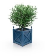 Pflanzkübel aus Aluminium Azure Blue – Noble X-Line B – 57×57×60 cm – mit Eckkugeln