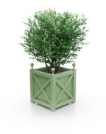 Pflanzkübel aus Aluminium Pale Green – Noble X-Line B – 77×77×75 cm – mit Eckkugeln
