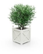Pflanzkübel aus Aluminium Pure White – Noble X-Line B – 77×77×75 cm – mit Eckkugeln