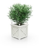 Pflanzkübel aus Aluminium Pure White – Noble X-Line BS – 37×37×40 cm – mit breitem Rand & Eckkugeln