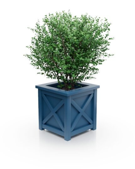 Exklusiver Aluminium Pflanzkübel Noble X-Line S – 77×77×75 cm – mit breitem Rand – Azure Blue