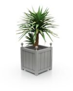 Zeitloser Aluminium Pflanzkübel Prestige Lamellen B – 37×37×40 cm – mit Eckkugeln – Dust Grey