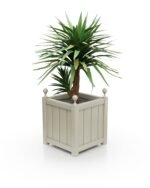 Eleganter Aluminium Pflanzkübel Prestige Lamellen B – 50×50×50 cm – mit Eckkugeln – Pebble Grey