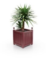 Eleganter Aluminium-Pflanzkübel Prestige Lamellen B, 57×57×60 cm, mit Eckkugeln, Farbe Ruby Red