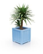 Pflanzkübel aus Aluminium Pastel Blue – Prestige Lamellen – 57×57×60 cm