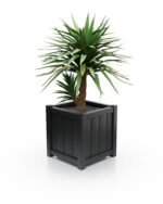Eleganter Aluminium Pflanzkübel Prestige Lamellen – 57×57×60 cm – Jet Black