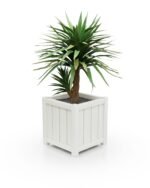 Eleganter Aluminium Pflanzkübel Prestige Lamellen – 77×77×75 cm – Pure White