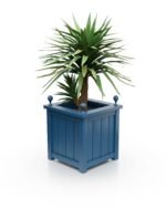 Aluminium Pflanzkübel Prestige Lamellen BS – 37×37×40 cm – mit breitem Rand & Eckkugeln - Azure Blue