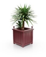 Eleganter Aluminium-Pflanzkübel Prestige Lamellen BS, 50×50×50 cm, mit breitem Rand und Eckkugeln, Farbe Ruby Red