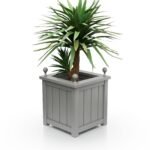 Pflanzkübel Prestige Lamellen BS aus Aluminium, 57×57×60 cm, mit breitem Rand und Eckkugeln