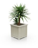 Stilvoller Aluminium-Pflanzkübel Prestige Lamellen S, 37×37×40 cm, mit breitem Rand, Farbe Pebble Grey