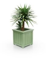 Attraktiver Aluminium-Pflanzkübel Prestige Lamellen S, 37×37×40 cm, mit breitem Rand, Farbe Pale Green