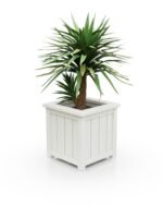 Pflanzkübel aus Aluminium, 37×37×40 cm, Prestige Lamellen S, mit breitem Rand, Farbe Pure White