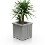 Stilvoller Aluminium-Pflanzkübel Prestige Lamellen S, 50×50×50 cm, mit breitem Rand