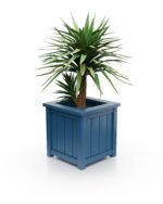Moderner Designer-Pflanzkübel aus Aluminium, Prestige Lamellen S, 57×57×60 cm, Farbe Azure Blue, mit breitem Rand