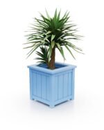 Stylvoller Aluminium-Pflanzkübel Prestige Lamellen S, 57×57×60 cm, Farbe Pastel Blue, mit breitem Rand