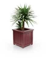 Eleganter Designer-Pflanzkübel aus Aluminium, Prestige Lamellen S, 77×77×75 cm, mit breitem Rand, Farbe Ruby Red