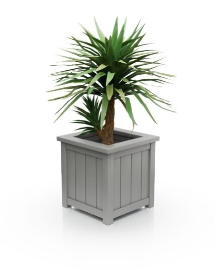 Eleganter Aluminium-Pflanzkübel Prestige Lamellen S, 77×77×75 cm, mit breitem Rand