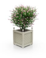 Exklusiver Royal Aluminium Pflanzkübel 77×77×75 cm in Kieselgrau, quadratisch, wetterfest, Outdoor für Garten und Terrasse