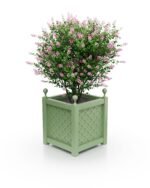 Exklusiver Royal Aluminium Pflanzkübel 77×77×75 cm in Pastellgrün, quadratisch, wetterfest, Outdoor für Garten und Terrasse