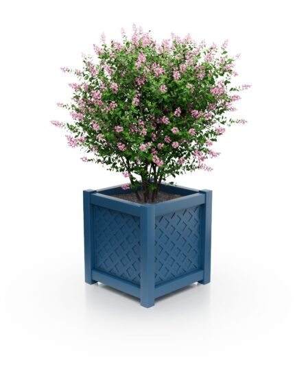 Moderner Aluminium Pflanzkübel Royal Rautenmuster 50×50×50 cm in Azure Blue