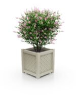 Architektonischer Aluminium Pflanzkübel Royal Rautenmuster 57×57×60 cm in Pebble Grey