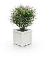 Klassischer Aluminium Pflanzkübel Royal Rautenmuster 57×57×60 cm in Pure White