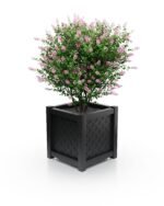 Designstarker Aluminium Pflanzkübel Royal Rautenmuster 57×57×60 cm in Jet Black
