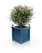 Exklusiver Royal‑Aluminium‑Pflanzkübel mit Rautenmuster in Azurblau (Azure Blue RAL5009), groß 77×77×75 cm – stilvolles Highlight für Garten oder Terrasse