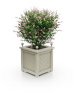 Royal‑Pflanzkübel aus Aluminium Kieselgrau, exklusiv, groß 77×77×75 cm mit Rand und dekorativen Eckkugeln