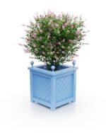 Eleganter, exklusiver Royal‑Pflanzkübel in Pastel Blue, 77×77×75 cm, breiter Rand und Eckverzierungen