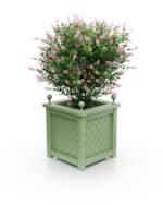 Eleganter, exklusiver Pflanzkübel Royal in Pale Green, 77×77×75 cm – breiter Rand und Eckverzierungen