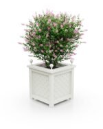 Exklusiver Royal‑Aluminium‑Pflanzkübel in Reinweiß (Pure White Bianco02), 77×77×75 cm, breiter Rand und Eckkugeln