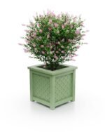 Eleganter, exklusiver Royal‑Pflanzkübel aus Aluminium in Pastellgrün (RAL6021), quadratisch 37×37×40 cm, ideal für Terrasse und Garten