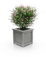 Exklusiver Royal‑Aluminium‑Pflanzkübel mit Rautenmuster in Staubgrau (Dust Grey RAL7037), quadratisch 37×37×40 cm – eleganter Akzent für Garten, Terrasse oder Balkon