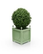 Eleganter Aluminium Pflanzkübel Victoria Medaillon B – 37×37×40 cm – mit Eckkugeln – Pale Green