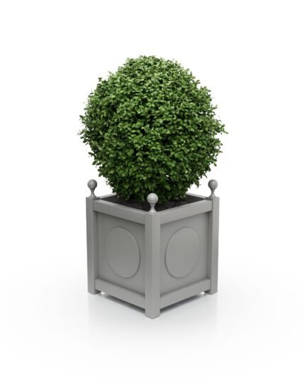 Pflanzkübel 37×37×40 cm – Aluminium Victoria Medaillon B – mit Eckkugeln