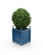 Eleganter Aluminium Pflanzkübel Victoria Medaillon B – 50×50×50 cm – mit Eckkugeln – Azure Blue