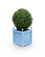 Pflanzkübel Pastel Blue – Aluminium Victoria Medaillon B – 50×50×50 cm – mit Eckkugeln