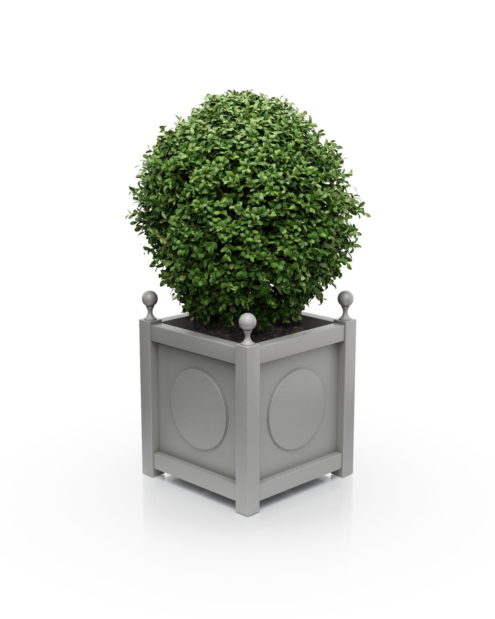 aluminium-pflanzkuebel-victoria-medaillon-b-57x57x60-staubgrau-dust-grey-ral7037-eckkugeln Pflanzkübel 57×57×60 cm – Aluminium Victoria Medaillon B – mit Eckkugeln