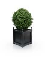 Pflanzkübel 57×57×60 cm – Aluminium Victoria Medaillon B – mit Eckkugeln – Jet Black